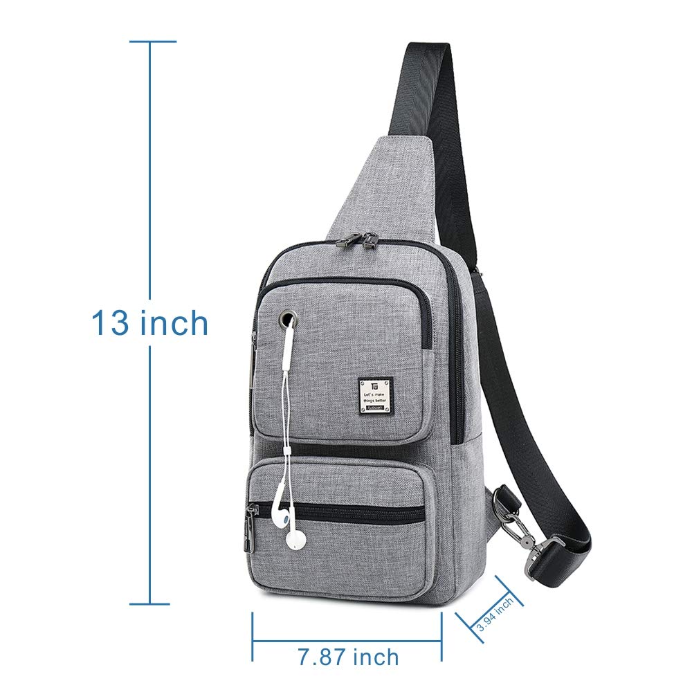 Sling Bag, Sling Backpack Outdoor Crossbody Chest Pack Bag Multipurpose Daypack (1808#Grey)
