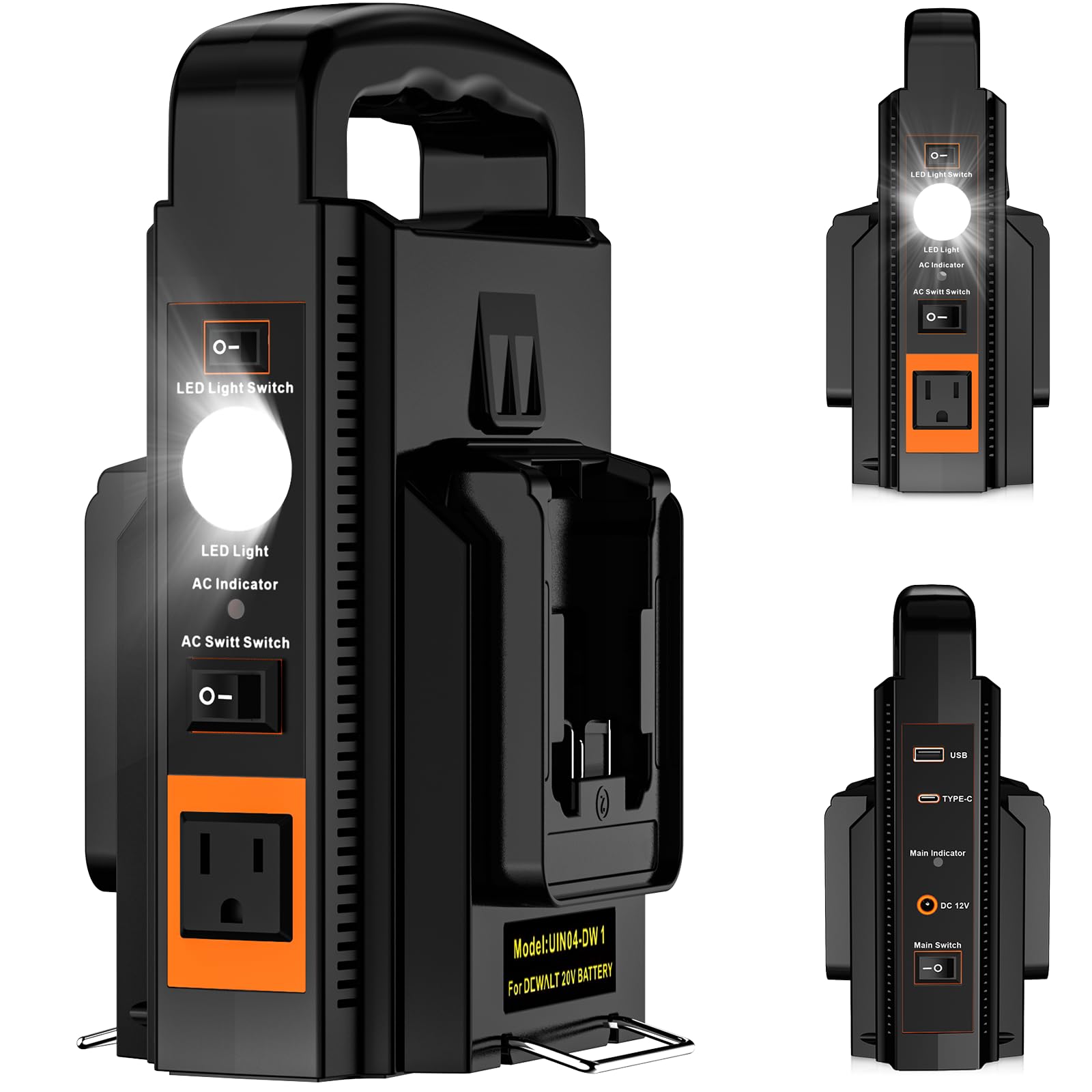 Photo 1 of Fybemax Upgrade 3.0 Inverter for DeWalt 20V Battery, Fast Charging QC3.0 USB and PD3.0 Type-C, 12V/6A DC-Output, 180W Portable Power Supply Convert 20V to 110V~120V