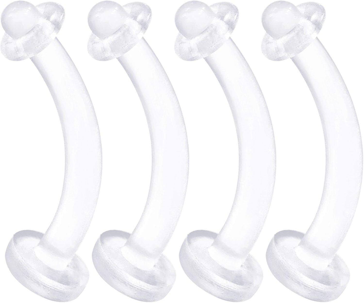 4PCS Flexible Acrylic Clear Belly Button Ring Retainer 14 Gauge 3/8