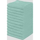 Towel and Linen Mart 100% Cotton - 12 Pack Wash Cloth Set - Flannel Face Cloths, Highly Absorbent and Soft Feel Fingertip Towels (Turquoise, Pack of 12)