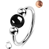 Jewseen 18g 20g Nose Rings Hoops Obsidian Septum Rings for Women Daith Rook Helix Conch Pierxing Jewelry Cartilage Hoop Earrings for Women
