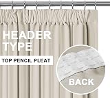 H.Versailtex Blackout Curtains 46x72 Beige Set of 2 Pencil Pleat Thermal view 3