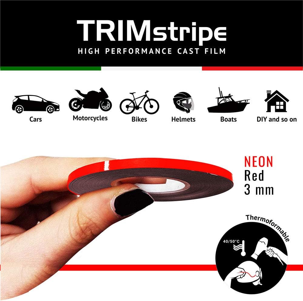 4R Quattroerre.it 10461 Trim Stripes Adhesive Strips for Cars Neon Red, 3 mm x 10 mt - Image 3