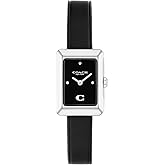 COACH Mara Women’s Small Quartz Watch – 2-Hand Analog Display – Genuine Leather Strap – Tank Shape Case – Modern Style, Gift for Her - 19mm