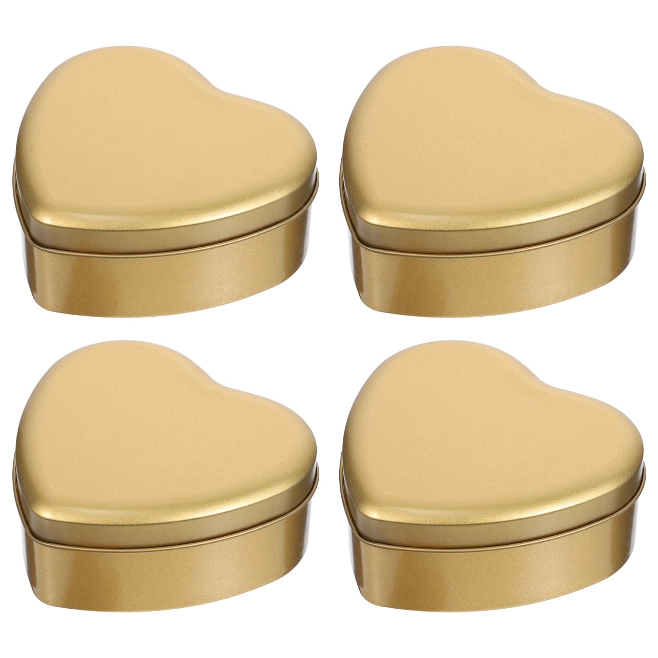 DIYEAH Heart-Shaped Candy Box Gold Tin Storage Container 4.9X4.9X4.9 Inches Decorative Packaging for Chocolates Cookies Small Items Suitable for Weddings Parties