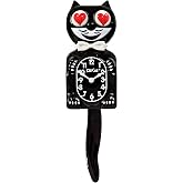 KIT CAT Klock Classic Black with Heart Eyes - Iconic Cat Clock with Moving Heart Eyes and Tail, Battery Operated Wall Clock, Made in USA, Perfect for Home Decor, Mid-Century Modern Clock, Unique Gift