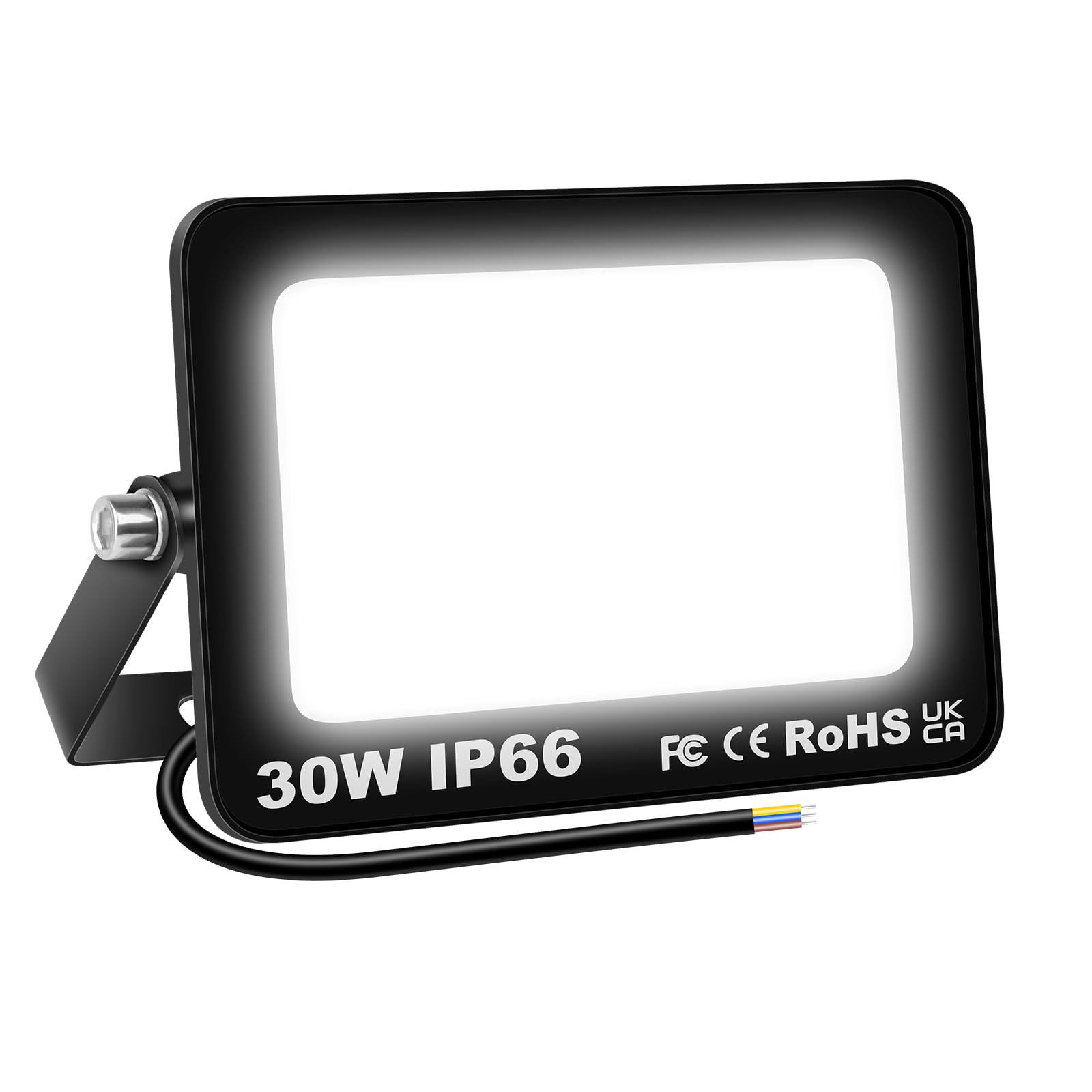 SKYWORLD 30W Outdoor LED Flood Light, 3000 Lumens Super Bright LED Floodlights, IP66 Waterproof Security Lights, 6000K Daylight White for Garden Yard Backyard Garage Lawn Patio Warehouse