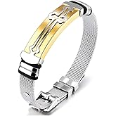 craftsmanscore Cross Bracelet for Men Women,Adjustable 6.88-8.66in Stainless Steel Bracelet, Cross Jewelry