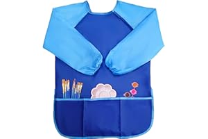 ELCIMRI Kids Art Smocks,Artist Painting Aprons Long Sleeve,Painting Smock,Toddler Painting Apron with 3 Pockets,Art Painting Supplies