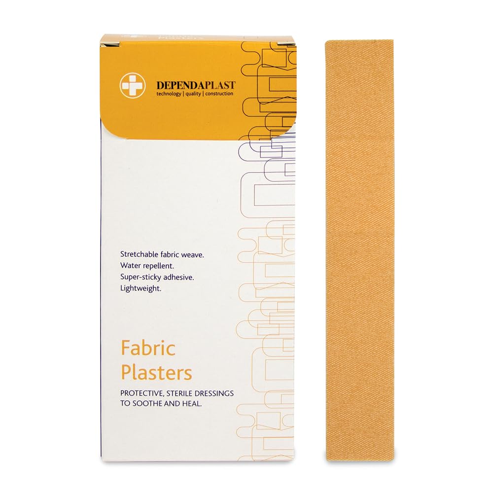 Dependaplast Fabric Finger Plasters - Ideal for Secure and Comfortable Coverage, for Injuries and Low Cuts, Lightweight and Stretchable Fabric Weave, Flexible and Water-Repellent, Box of 50