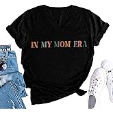 Mama Mommy Mom Bruh Tshirt Women Casual V-Neck Short Sleeve Tee Tops Funny Mom Shirt Mama Life T-Shirt