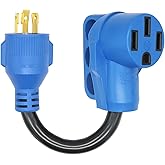 AMOMD RV Plug Adapters 30Amp Male to 50Amp Female 3 Prong RV Electrical Generator Extension Power Cord Plug Adapter with Twis