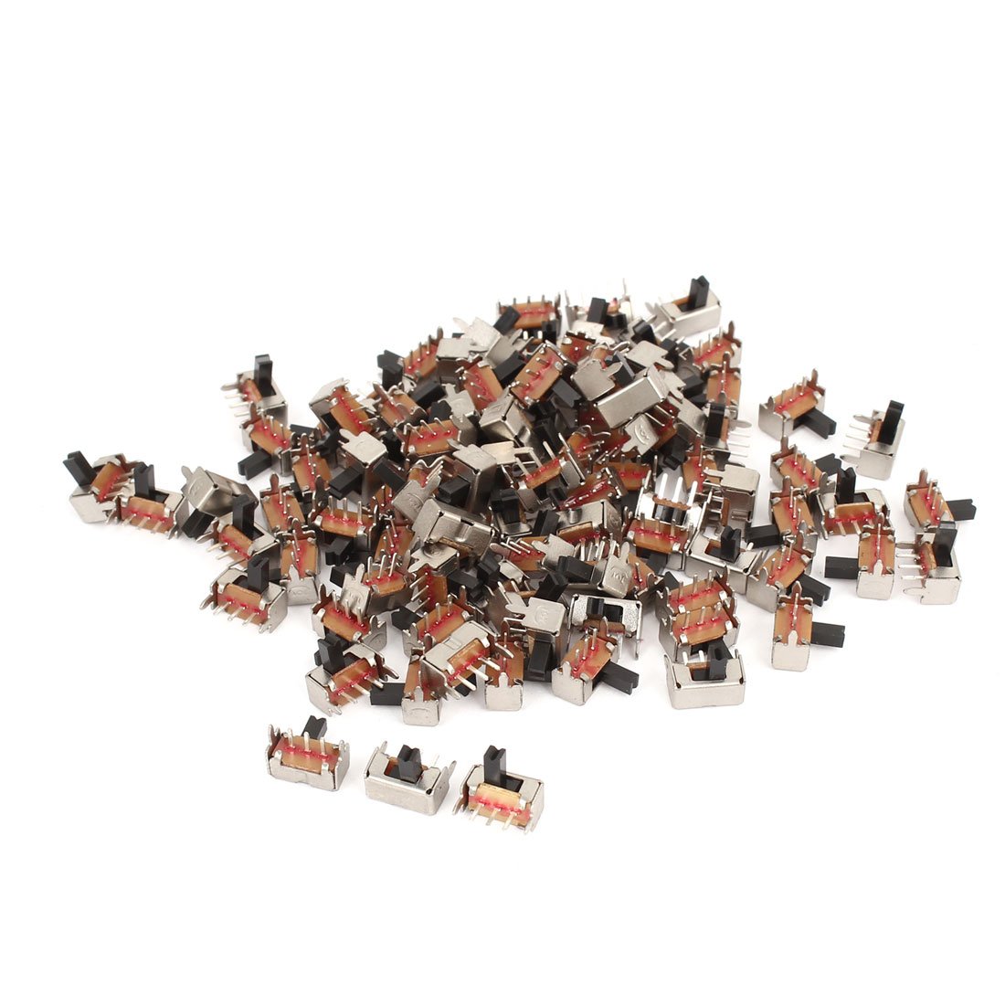 Sourcingmap 100Pcs AC250V 3A 2 Position SPDT PCB Mount Right Angle Slide Switch