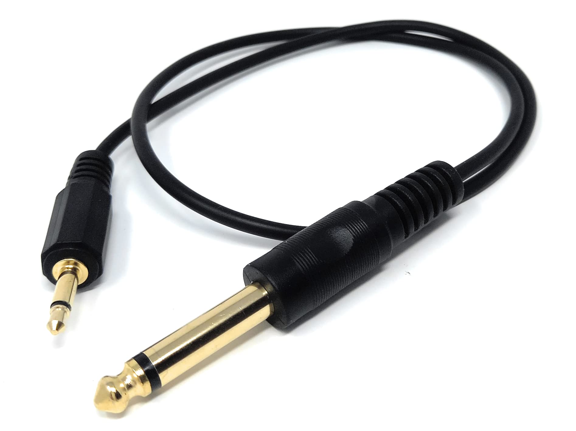 DRUT 50cm short 3.5mm MONO Jack to 6.35mm MONO Jack Plug Audio TS Coax Cable Lead, Male to Male Gold Flashed Ends 1.6ft