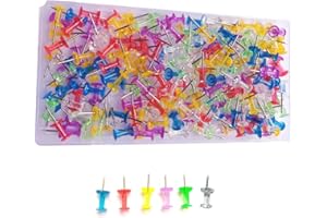 HeGangLy 200pcs Push Pins,Clear Multiple Colors Push Pins, Bulletin Board Thumb Tacks for Cork Board, Map Pins, Photo Hanging Tacks,Craft Projects Nails,Ideal for Homes,Schools and Offices