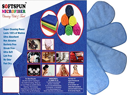 Softspun Microfiber 4 Layer Baby Diaper Inserts For Cloth Diaper Set Of 4, Large, Age 4-30 Months, Sky Blue