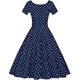 GownTown Women's 1950s Vintage Dresses Short Sleeves Cocktail Stretchy Party Dresses with Pocket