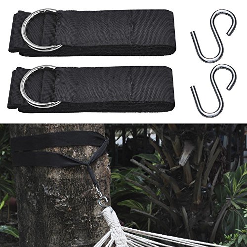 Tree Nylon Hanging Hammock Straps Kit 2" Hook S Rings 300LB Weight Capacity NEW