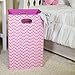 Folding Laundry Basket, Pink Chevron with Handles – High-Strength Polymer Construction – Folds for Easy Storage and Transportation