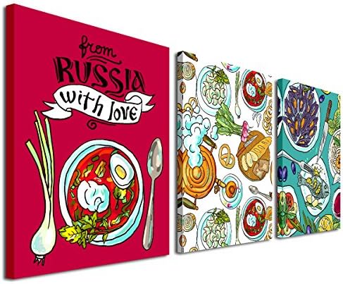 Gardenia Art - Foods Canvas Paintings Wall Art Pictures Abstract Pink White Green Food Prints for Kitchen Restaurant Bedroom Dining Room Decoration, 12x16 inch, 3 Panels