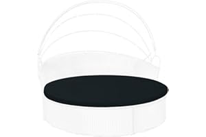 FSJITF OutdoorSunproof Waterproof Round Bed Cover, Replacement Patio Furniture Daybed Cushion , Cover ONLY (Black, 66in)