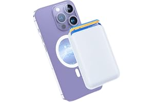 MAZYOYO Magnetic Phone Wallet, Mag safe Wallet with Minimalist Pocket Cards Sleeve, Slim RFID Blocking Mag safe Card Holder for Back of iPhone 15/14/13/12, White