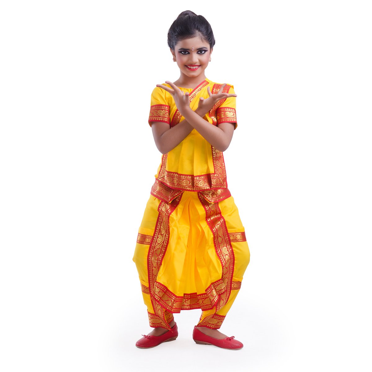 Fancydresswale Bharatnatyam dance dress for Girls (810 Years, Yellow