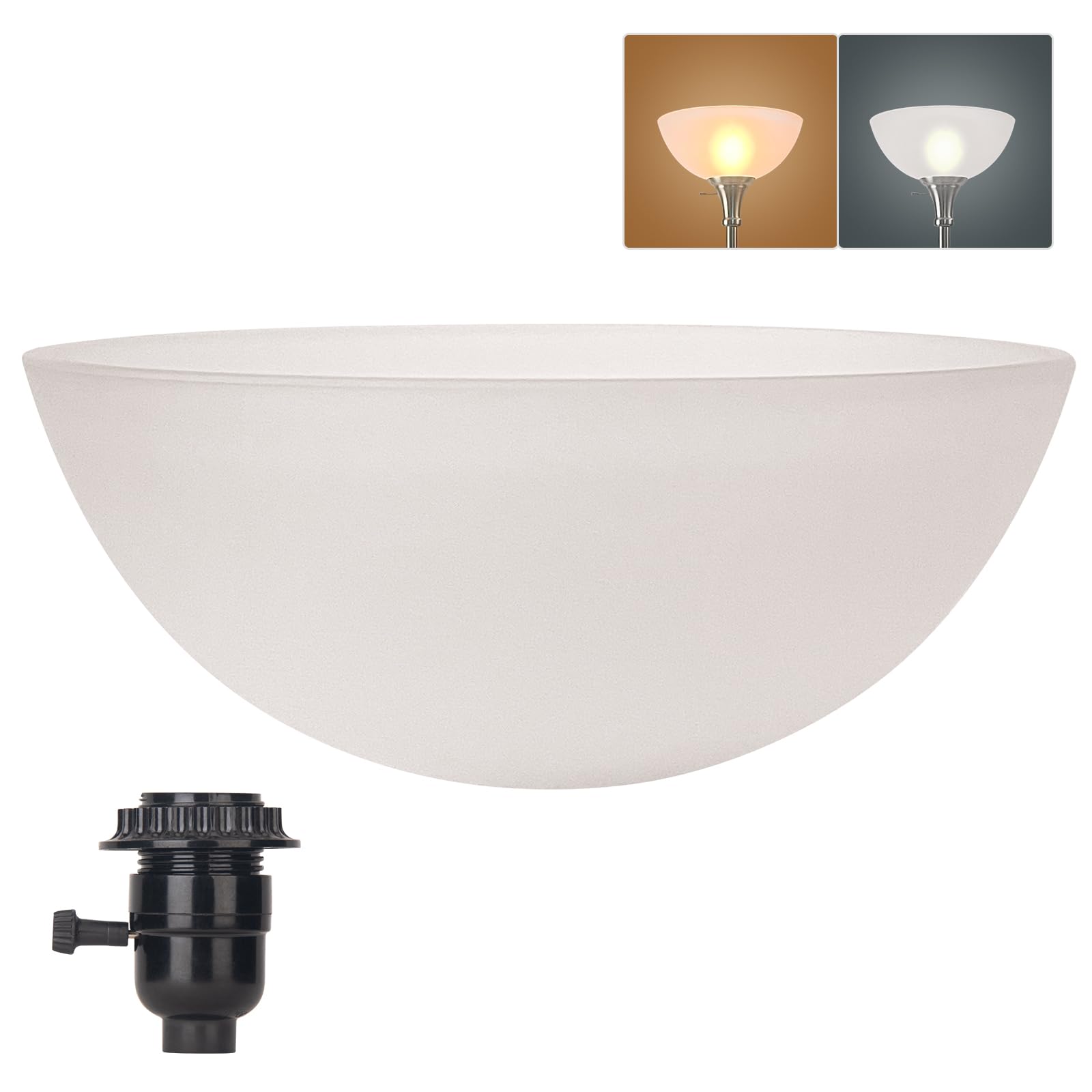 Photo 1 of Glass Lamp Shade Replacement for Torchiere Floor Lamps?Lamp Shade for Floor Lamp Suitable for Base E26 Socket, Standing Lamp Replacement Shade, Alabaster Glass Bowl Shade (White bowl-shaped)