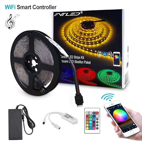 LED Streifen Arbeitet mit Alexa, Google Home, IFTTT, Wifi Wireless Smart Phone Gesteuert Led Strip 5m RGB LED Band Lichtleist
