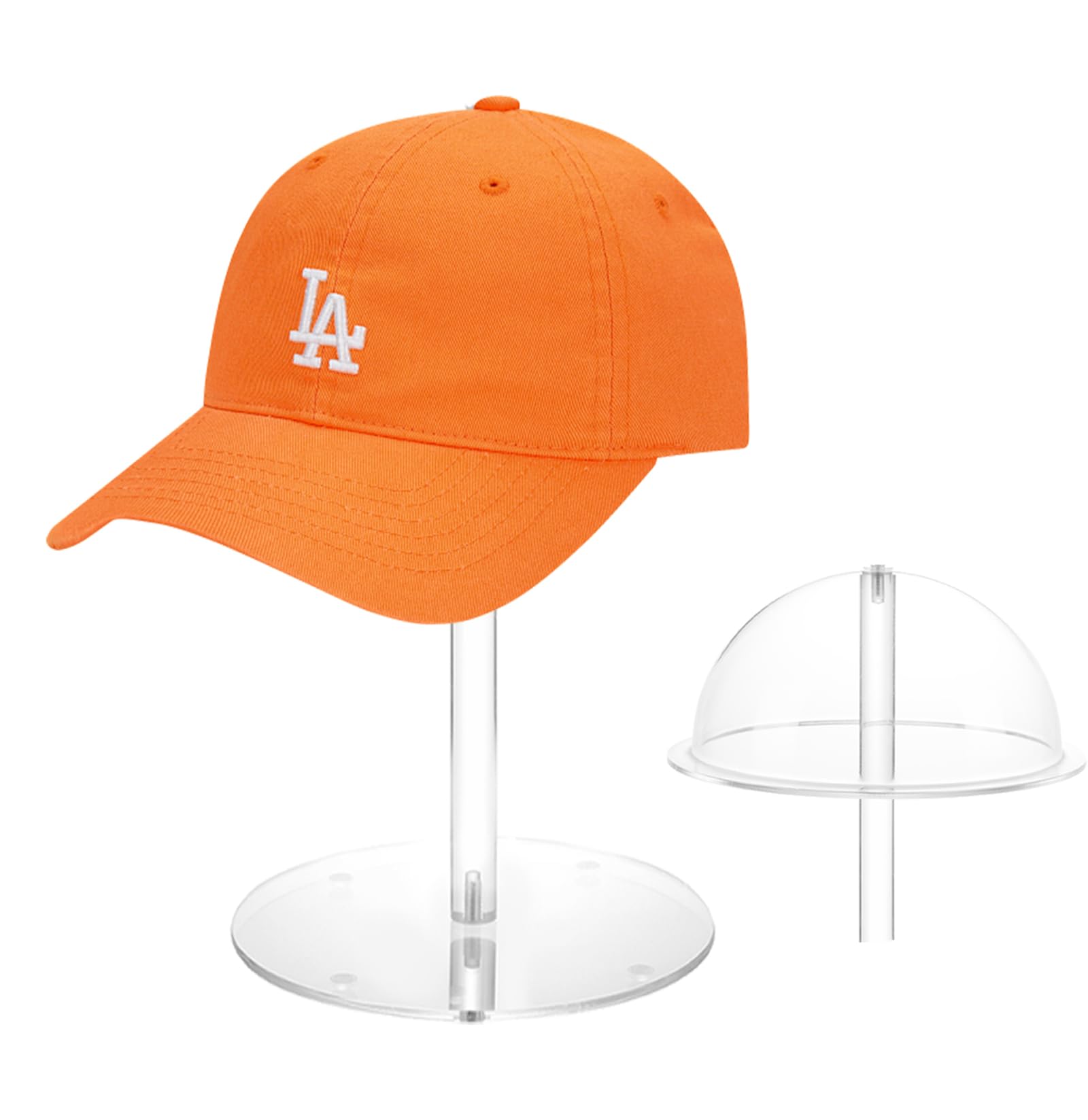 Photo 1 of Hat Display Stands, 8'' Durable Acrylic Cowboy Hat Holder Stand, Clear Domed Baseball Cap Rack Stand with Brim, Cap Racks Wig Holder Hat Organizer Stand for Closet Vendors Salons