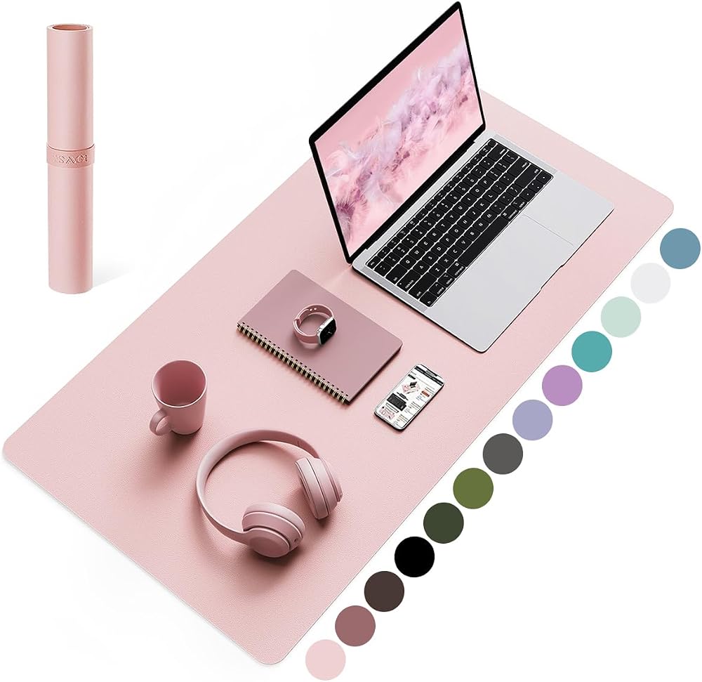 YSAGi Non-Slip Desk Pad 80x40 cm Waterproof PVC Leather Pink Large Mouse Pad