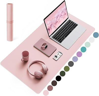 YSAGi Non-Slip Desk Pad 80x40 cm Waterproof PVC Leather Pink Large Mouse Pad