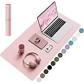 YSAGi Non-Slip Leather Desk Pad Blotter, Waterproof Laptop Computer Desk Keyboard Mat, Table Protector Mat, Large Mouse Pad for Office/Work/Home/Decor(Pink, 31.5" x 15.7")