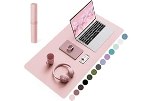 YSAGI Non-Slip Leather Desk Mat, Desk Mouse Pad, Waterproof PVC Leather Desk Table Protector, Large Desk Blotter, Easy Clean Laptop Desk Writing Mat for Office/Work/Home/Decor(Pink, 31.5" x 15.7")
