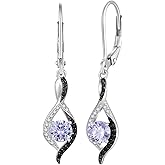 JO WISDOM Women Infinity Two Tone Earrings,925 Sterling Silver Dangle Birthstone Gemstone Earrings,Leverback Jewelry for Women