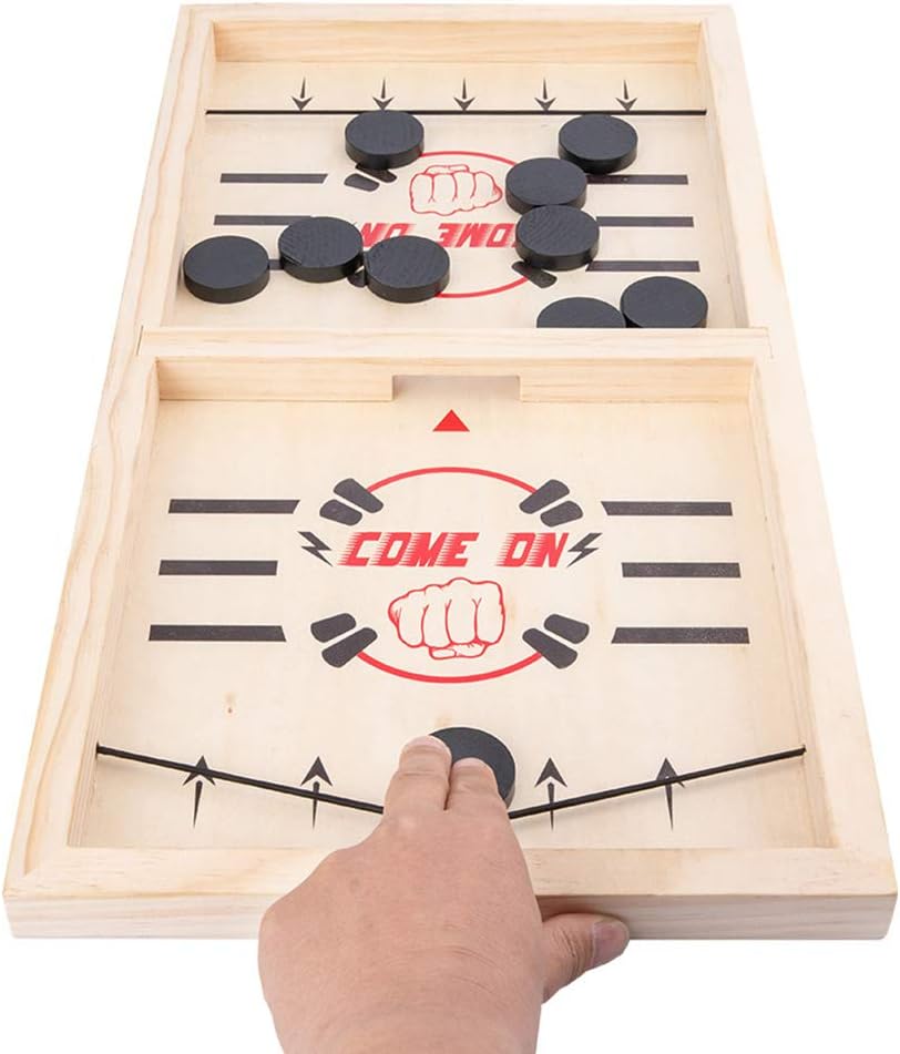 PovKeever Fast Sling Puck Board Game, Wooden Parent-Child Interaction Tabletop Board Games for Kids Fast Sling Puck Game,Winner Board Games Toys Party Home Interactive Games Toys