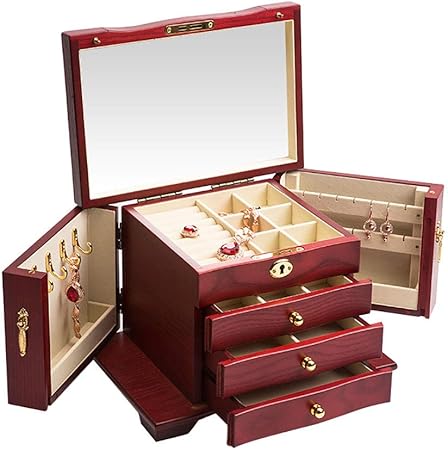 Chengzuoqing Boite A Bijoux Grande Boite A Bijoux En Bois Coffret A Bijoux Armoire Armoire Anneau Cadeau Boite De Rangement Organisateur Blanc Boites De Rangement De Bijoux Organisateur De Brac Amazon Fr Cuisine