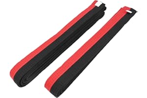 Taekwondo Colored Ranking Belt Set, 2-Pack Cotton Martial Arts Belts for Karate Training, 280cm Long Length for Durable Pract