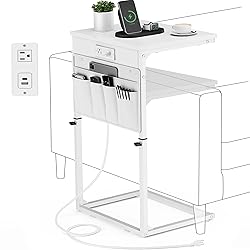 Vagusicc C Shaped End Table with Charging