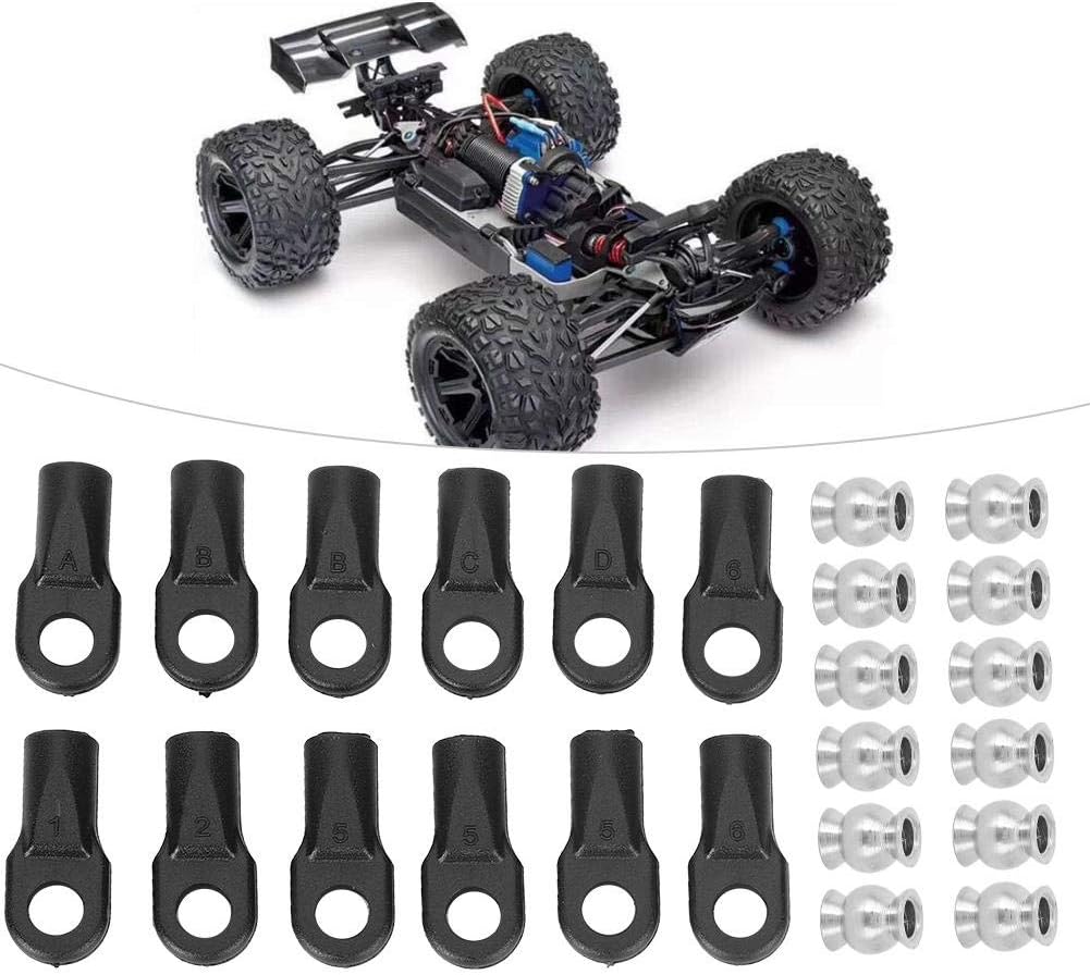 Tbest RC Car Rod End, Rod Ends 12pcs with Hollow Balls RC Car Part for 1/10 E-REVO revo, Black, Small - Image 5