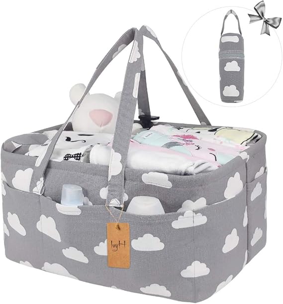Diaper Caddy Organiser, Baby Nappy Organiser Canvas Nursery Storage