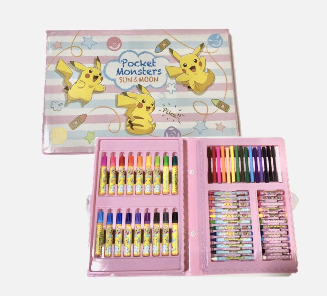 Amazon Co Jp ポケットモンスター サン ムーン 男の子 女の子 文房具 色鉛筆 クレヨン かわいいピカチュウ お絵描きセット ピンク おもちゃ
