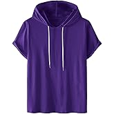 AQAYL Short Sleeve Hoodies for Men Gym Workout Sweatshirt Lightweight Athletic Pullover Plus Size Hooded T Shirt Active Tops