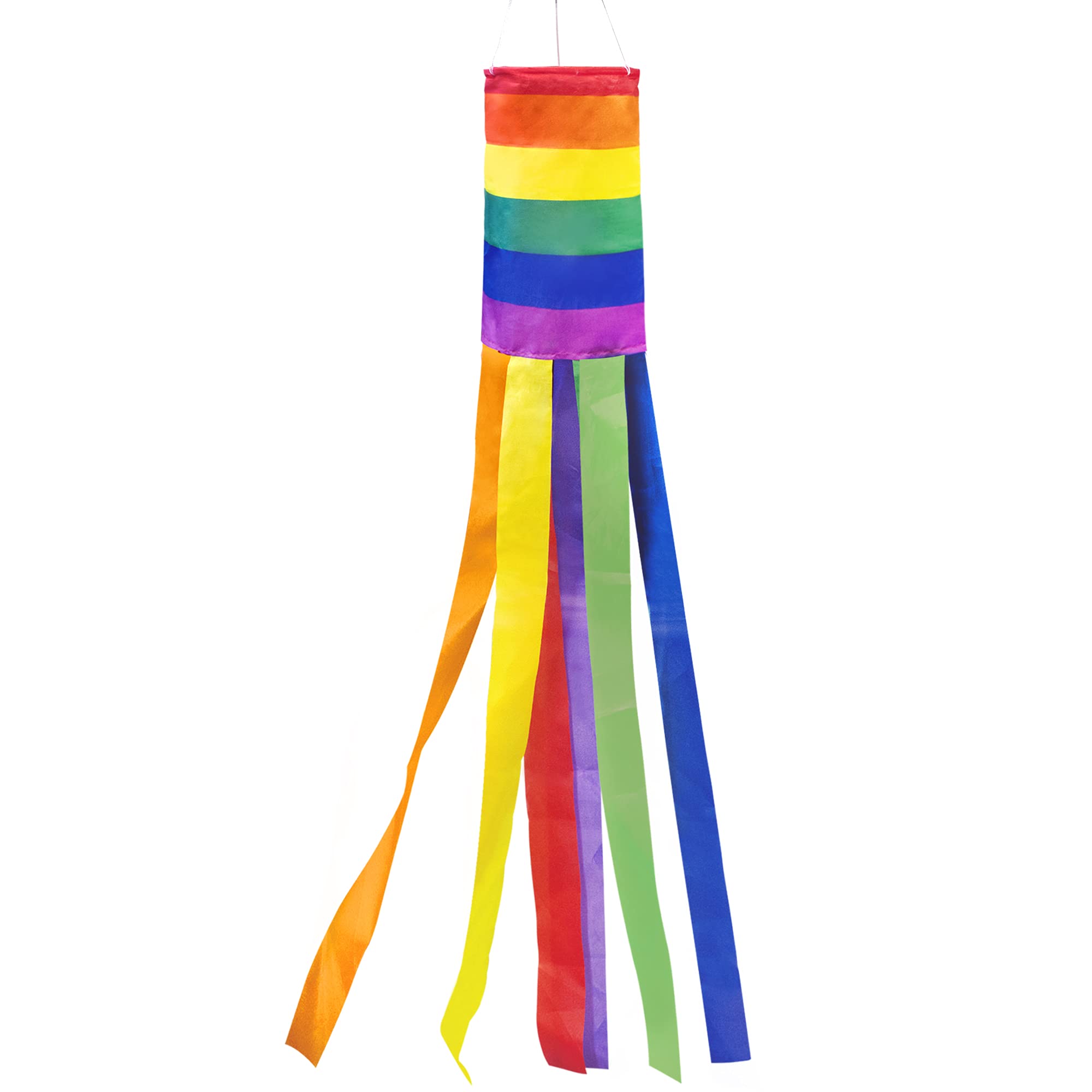 Anley 40 Inch Rainbow Column Windsock Flag - Fly in Breeze Outdoor Hanging - Colorful LGBT+ Parade Garden Decorative Flag with Rainbow Long Tails (3.3 Ft)