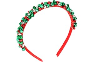 BAHABY Christmas Headbands Xmas Bell Hairband Holiday Headbands Red Green Silver Christmas Headband for Women Girls