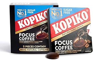 Kopiko Focus Coffee Candy – Have 80mg Caffeine per 2 Pieces for Energy & Mental Focus – Sugar-Free Hard Candy with Real Indonesian Coffee Extract (6 Pack w/4 Candies Each)