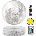 VGAzer Levitating Moon Lamp,Floating and Spinning in Air Freely with 3D Printing LED Moon Light Has 16 Colors 20 Modes for Unique Christmas Gifts,Room Decor (Marble Base 16 Colors)