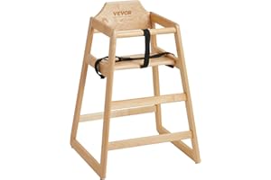 VEVOR Wooden High Chair for Babies & Toddlers, Double Solid Wood Feeding Chair, Eat & Grow Portable High Chair, Easy to Clean Baby Booster Seat, Compact Toddler Chair, Natural