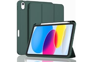 ZryXal New iPad 10th Generation Case 10.9 Inch 2022 with Pencil Holder, Smart iPad Case with Soft TPU Back [Support Auto Wake/Sleep] (New Midnight Green)