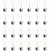 Jslinter 24-Pack LED 1W String Light Bulbs, S14 Plastic Shatterproof Edison Vintage Style Replacement 1 Watt Outdoor 2200K, Waterproof, Warm White Equivalent to 11w, e26 Base